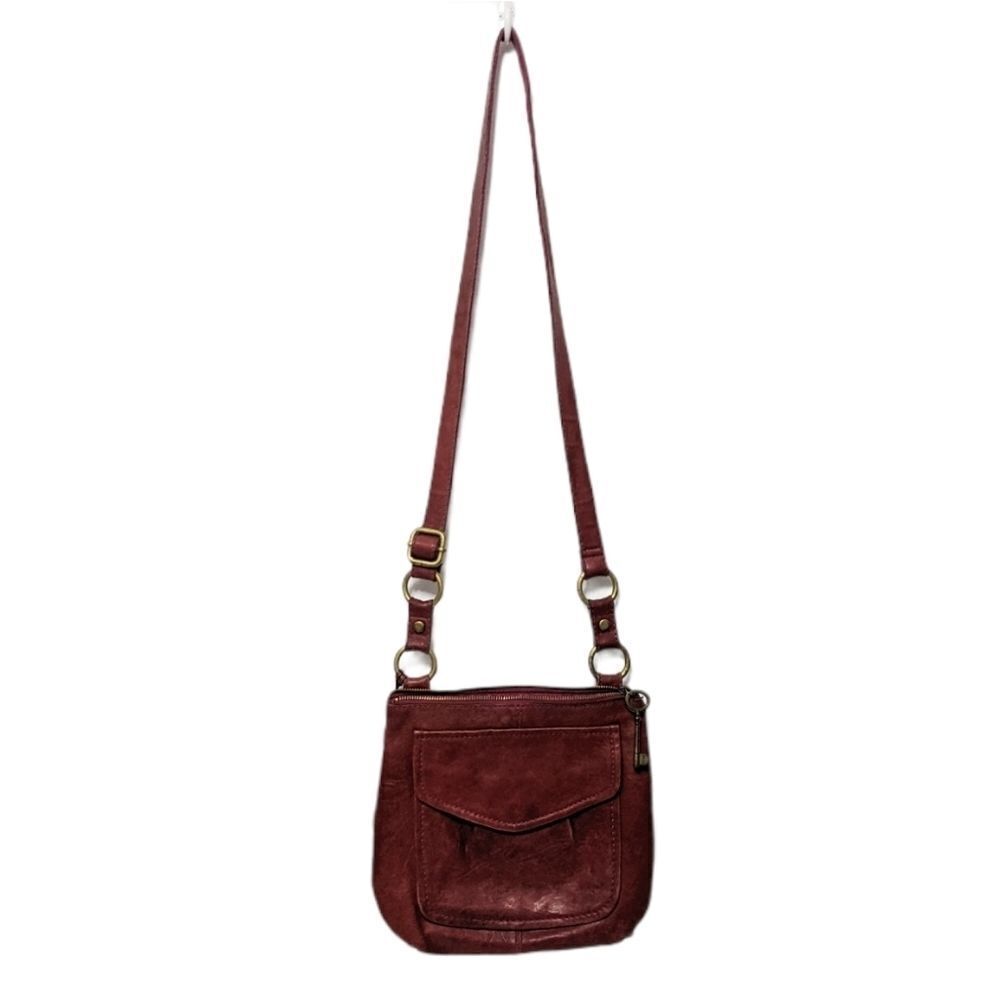 FOSSIL Dark Red Leather Lock Key Crossbody Bag - Picture 5 of 16